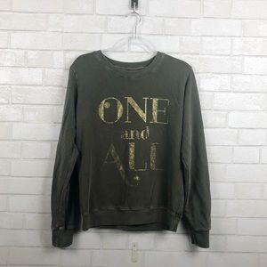 Corepower Yoga Burnished "One and all" metallic graphic sweatshirt size small